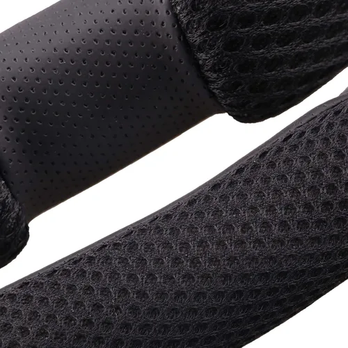 Vista 3 de Funda para volante de automóvil, almohadilla acolchada para las manos, deslizable, ajuste universal de 15''/38 cm (negro)