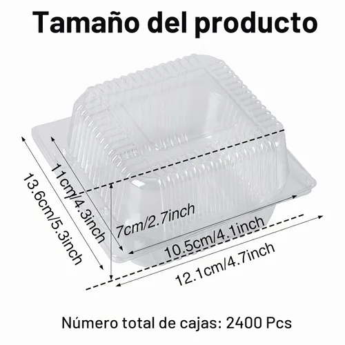 Vista 4 de Paquete de 50 bandejas para llevar de 4 x 4 pulgadas, recipientes