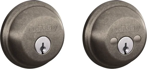 Vista 20 de Schlage Single Cylinder Front Door Deadbolt, Aged Bronze Cerrojo de un solo cilindro con llave exterior y giro en el interior, ajuste universal