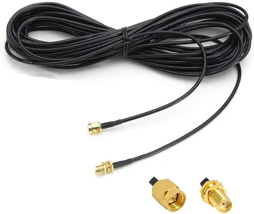 Vista 4 de CORONIR Cable de extensión SMA de 3 pies SMA macho a SMA hembra RF adaptador de conector WiFi cable de extensión de antena paquete de 2