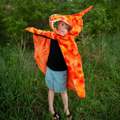 Vista 3 de Great Pretenders Grandasaurus - Capa de pterodáctilo, naranja, talla 4-6, 56855, disfraz de dinosaurio para niños