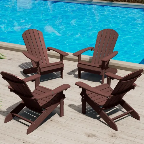 Vista 17 de YEFU Silla Adirondack de plástico resistente a la intemperie, sillas de patio con instalación fácil en 5 pasos, se ve exactamente como madera real
