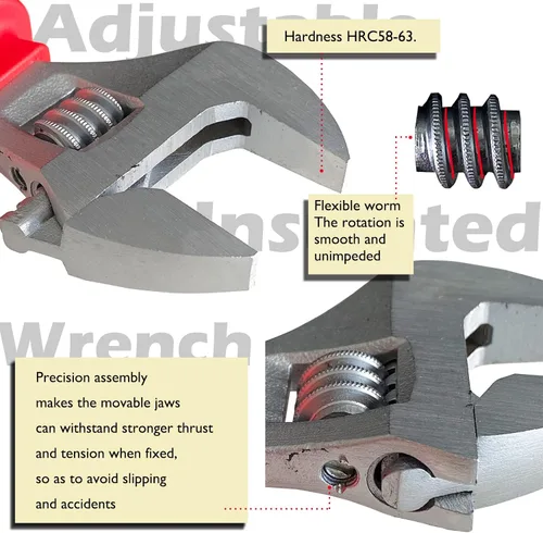 Vista 5 de WEDO Llave ajustable aislada de 6 pulgadas, llave de inyección ajustable VDE 1000V, llave de seguridad para electricistas, acero al cromo vanadio