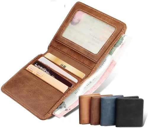 Vista 3 de HOUKAI Billetera corta para hombre, tarjetero multifuncional para mujer, cartera juvenil