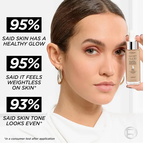 Vista 6 de L'Oreal Paris True Match Nude Hyaluronic Tinted Serum Foundation con 1% de ácido hialurónico, Cool Deep 7.5-8.5, 1 onza líquida