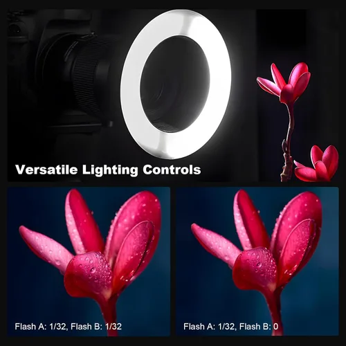 Vista 3 de GODOX MF-R76N TTL Macro Ring Flash para Nikon TTL/M Modo 5900K 76Ws 2.4G Control inalámbrico 550 Flash de potencia completa 0.1-1s Tiempo