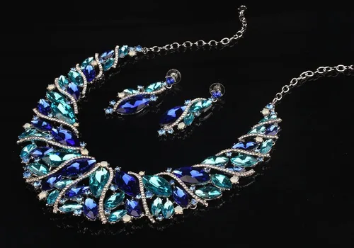 Vista 5 de Joyería para traje de novia Crystal cargantilla colgante declaración encanto collar y sets de aretes