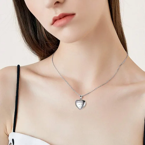 Vista 4 de Collar de plata esterlina 925 con medallón de corazón que mantiene fotos para siempre en tu corazón medallón collar medallón para mujeres y niñas