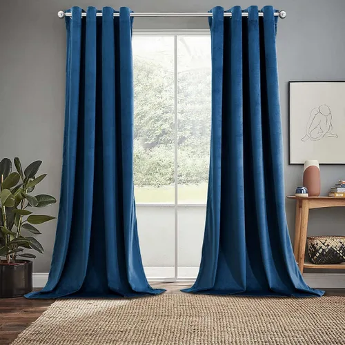 Vista 12 de Royal Hotel Bedding Paneles de cortinas opacas de terciopelo con ojales superiores pesados, paneles sólidos, cortinas de terciopelo suave, juego