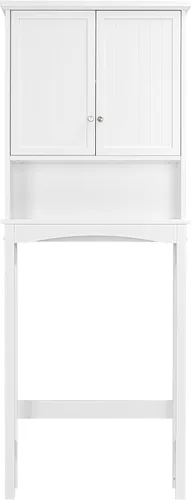 Vista 7 de UTEX Gabinete de almacenamiento sobre el inodoro, organizador de armario sobre el inodoro con estantes ajustables, color blanco