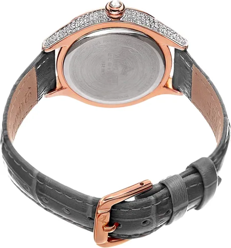Vista 4 de August Steiner AS8188 - Reloj de pulsera de cuero con 8 marcadores de hora de diamantes con esfera de nácar