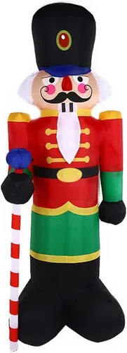 Vista 2 de Paquete de 2 soldados cascanueces de 8 pies para decoración de porche inflable de Navidad para decoración al aire libre, patio, jardín, césped