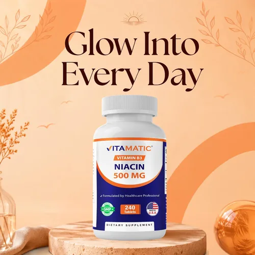 Vista 7 de Vitamatic Niacina (vitamina B3) 500 mg, 240 comprimidos - Sin OMG y sin gluten - 480 tabletas (paquete de 2)