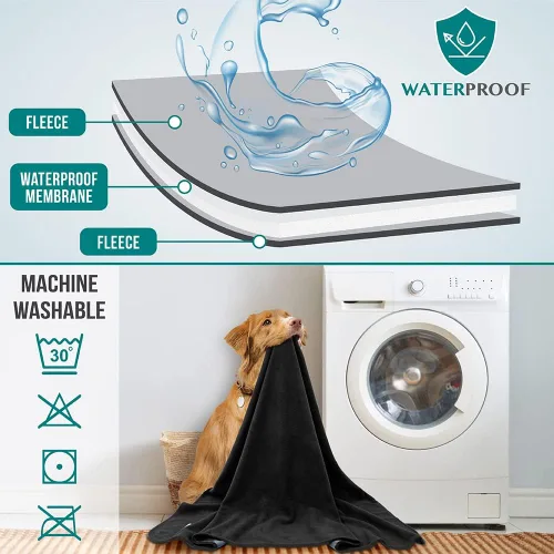 Vista 6 de PetAmi Manta Impermeable para Mascotas Cama para Perros Funda de Sofá para Muebles, Reversible Lavable Forro Polar Suave