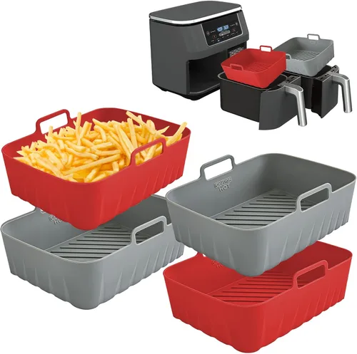 Vista 8 de Golden Associate Forros cuadrados de silicona para freidora de aire de 6.5 a 7.5 pulgadas, 2 piezas antiadherentes de grado alimenticio, canasta