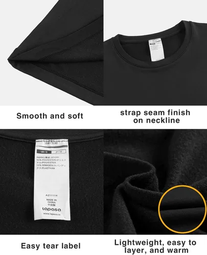 Vista 5 de LAPASA Men's Thermal Underwear Top Crewneck Long Sleeve Shirt Base Layer Lightweight Midweight Heavyweight Winter M09M26M55