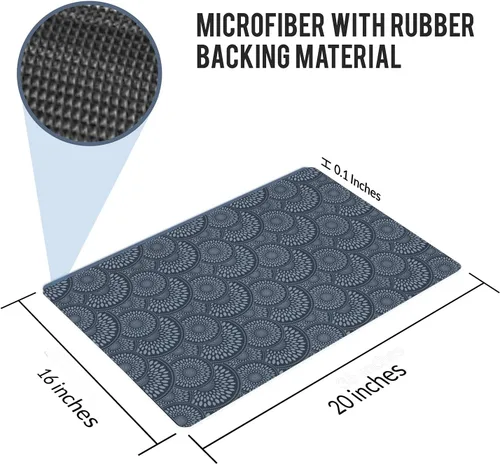 Vista 3 de Estera del inodoro del cuarto de baño 20x16 pulgadas microfibra ninguno resbalón color azul oscuro