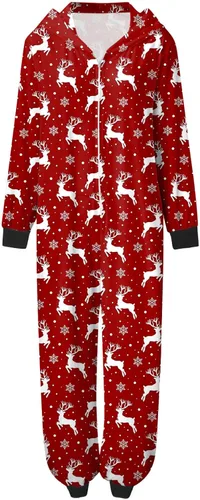 Vista 8 de Pijamas de Navidad 2023 para parejas, conjunto familiar a juego para parejas, mono con capucha, manga larga, pijamas de Navidad para las fiestas