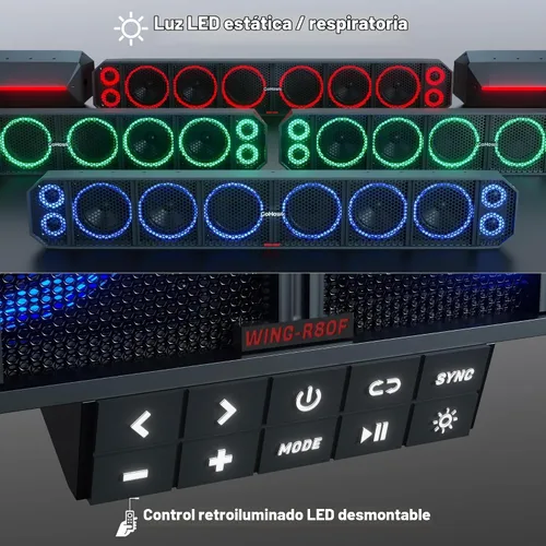 Vista 2 de GoHawk Barra de sonido UTV de 35 pulgadas y 10 altavoces con subwoofer, barra de sonido RGB ATV