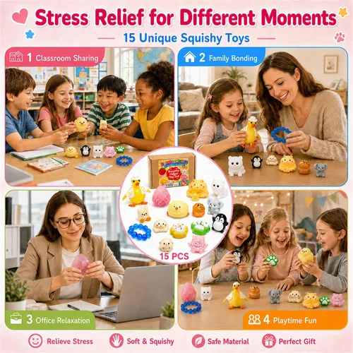 Vista 11 de 15Pcs Taba Squishy Pack Fidget Toys, Squishies Stress Relief Toys for Kids 15