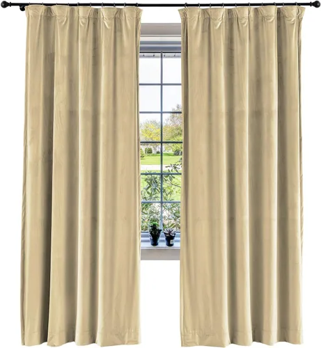 Vista 65 de cololeaf Panel de cortinas opacas de terciopelo con forro para cine en casa, cortina de ganchos planos para barra transversal o pista, 100 pulgadas