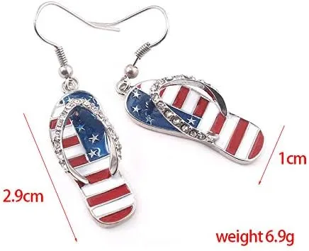 Vista 6 de Aretes patrióticos de bandera estadounidense, aretes colgantes para el día de la independencia, regalo de joyería para mujeres y niñas