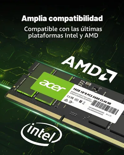 Vista 6 de Acer SD200 DDR5 Single RAM 16GB 5600 MT/s CL46 Memoria de computadora para portátil - BL.9BWWA.414