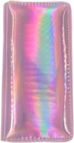 Vista 2 de Andongnywell - Cartera larga holográfica para mujer, con cremallera alrededor del holograma, tarjetero, organizador de piel sintética para mujer