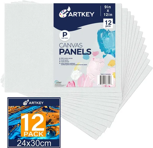 Vista 29 de Artkey Bastidores entelados para pintar, 8 x 10 pulgadas, paquete de 4 unidades, lienzo en blanco de 10 onzas con imprimación 100% algodón blanco