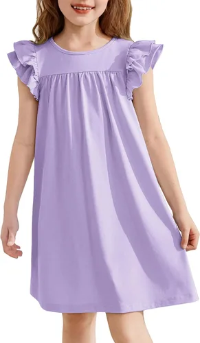 Vista 10 de Arshiner Camisones para niñas, lindos volantes, manga corta, pijamas de princesa, camisón para dormir