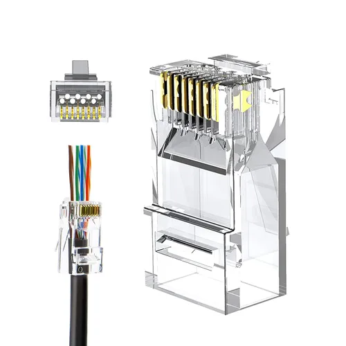 Vista 10 de CableCreation Conectores RJ45, enchufe modular Cat 6A RJ45 (juego de tres piezas), conector de red UTP para cable sólido y cable estándar