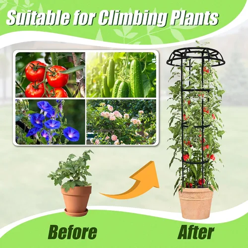 Vista 6 de Quibbay Enrejado de Jardín para Plantas Trepadoras al Aire Libre, Enrejado de 41.3 Pulgadas con Parte Superior en Forma de Seta para Plantas