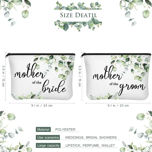 Vista 2 de Paquete de 6 regalos para madre de la novia, el juego de regalos para madre del novio, incluye 2 hojas, bolsa de cosméticos, 2 espejos