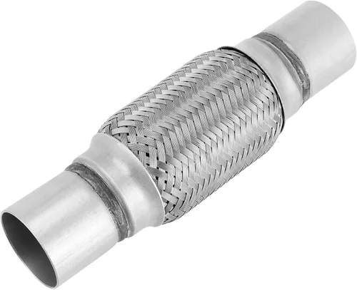 Vista 4 de SINJEUN Paquete de 3 tubos flexibles de doble trenza de acero inoxidable de 2 x 6 pulgadas, tubos de conector flexible de escape para reparación