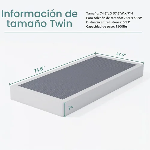 Vista 3 de XINXINYAN Twin Box Spring de 7 pulgadas de alta capacidad de carga