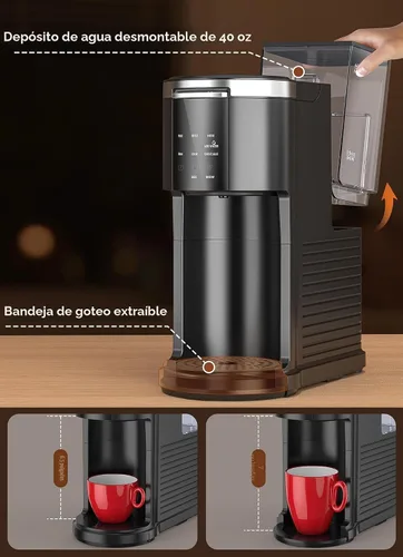 Vista 5 de COWSAR Cafetera comercial de una sola porción, cafetera K Cup para cápsulas y café molido, cafetera de cápsulas con tanque de agua de 40 onzas