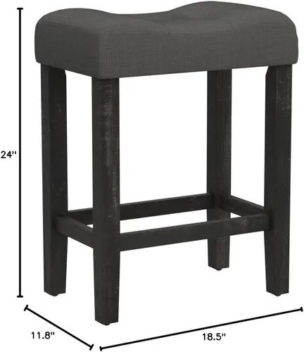 Vista 3 de Roundhill Furniture Sora Taburetes de Altura de Mostrador Tipo Silla de Montar con Capitoné, Juego de 2, Gris