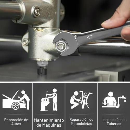 Vista 6 de MAXPOWER - Llave combinada de 0.669 in, llaves de grado industrial con acero al cromo vanadio, acabado arenado, forjado tratado térmicamente, SAE