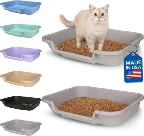 Vista 44 de KittyGoHere - Caja de arena para gatos mayores, sartén pequeña con cuchara jumbo de mango largo, caja de arena para gatos de entrada baja, ligera