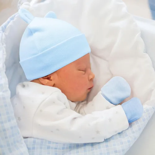 Vista 3 de BQUBO - Juego de guantes para bebés recién nacidos, para niños y niñas, gorro de hospital, gorros, guantes para bebés de 0 a 6 meses