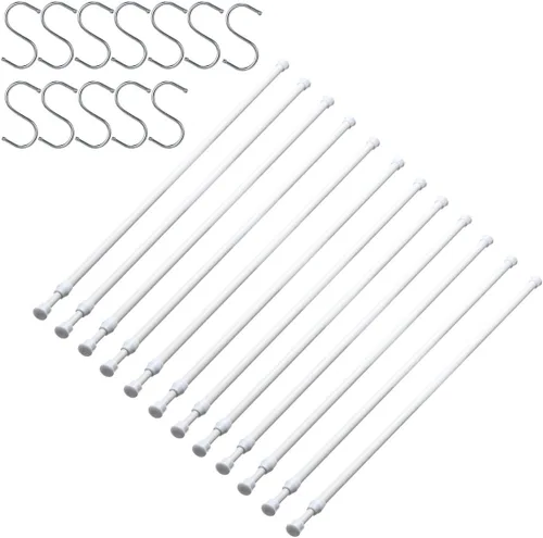 Vista 10 de Paquete de 6 varillas de cortina para ventanas de 28 a 48 pulgadas, varilla de tensión de resorte ajustable de metal sin necesidad de perforación