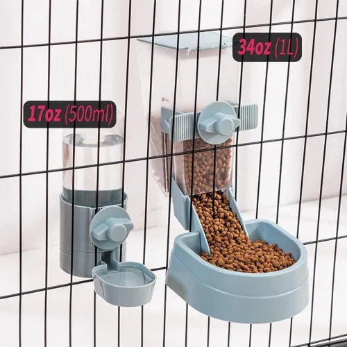 Vista 3 de Oncpcare Dispensador Automático de Alimentos para Conejos de 1L, Cuencos de Alimentos y Agua para Conejos, Comedero Pequeño para Mascotas con Tapa