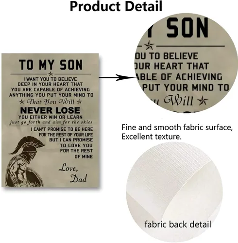Vista 5 de Unikei Póster con texto en inglés "To My Son Spartan Warrior", con citas de motivación espartana de Dan To Boy, póster de arte motivacional