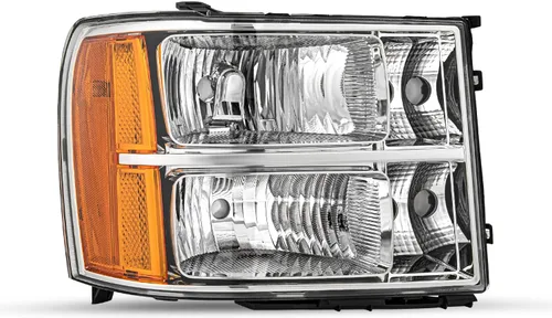 Vista 6 de SOCKIR Conjunto de Faros Halógenos Bombillas Incluidas Compatible con GMC 2007-2013 Sierra 1500 / 2007-2014 2500HD 3500HD 09-13 Hybrid Lado