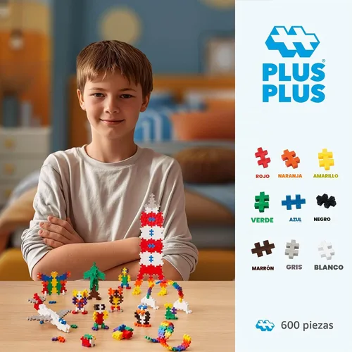 Vista 3 de PLUS PLUS - Set de Juego Abierto - 600 Piezas - Mezcla de Colores Básicos, Juego de Construcción STEM, Mini Rompecabezas Encastrables para Niños