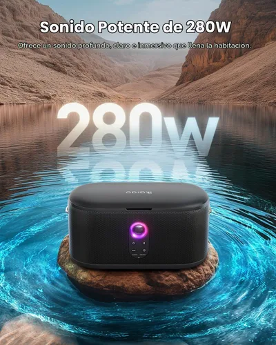 Vista 2 de Ikarao Sistema de subwoofer de escenario profesional, potencia máxima de 280 W, subwoofer PA con 2 micrófonos inalámbricos, corrección de tono
