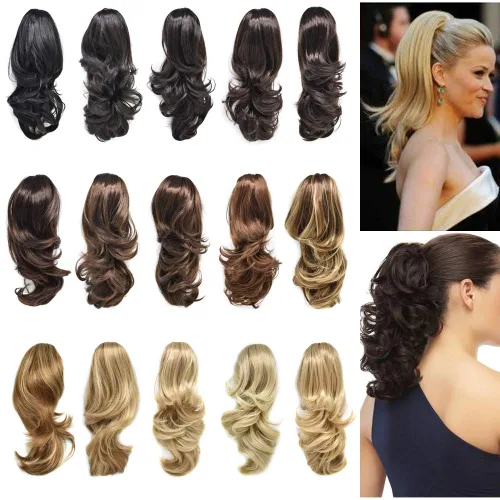 Vista 14 de LYRICAL HAIR Extensión de cola de caballo sintética para mujer, con cordón ajustable, pinza de mandíbula, larga, rizada, ondulada, extensión de cola