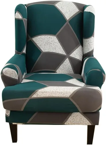 Vista 13 de Fundas para silla Wingback, 2 piezas, estilo americano, fundas elásticas para sillón de ala con parte inferior elástica, protector de muebles