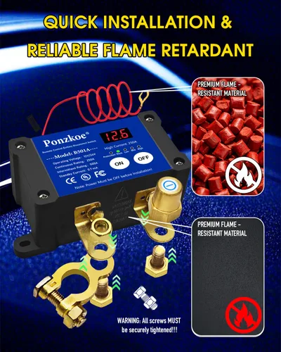Vista 6 de Interruptor de desconexión de batería inteligente de 250 A de 12 V 24 V - Interruptor de apagado rápido para automóvil, interruptores de corte