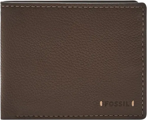 Vista 9 de Fossil - Cartera de cuero plegable para hombre con solapa para identificación, marrón, (Quinn Brown), Talla única